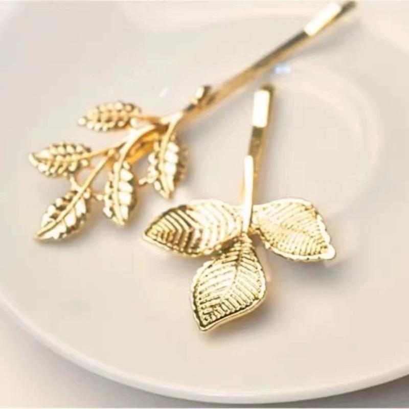The Latest Models Three-dimensional Leaves Fresh Retro Small Hairpin Side Clip Hair Accessories Wholesale Hair Sticks Crystal