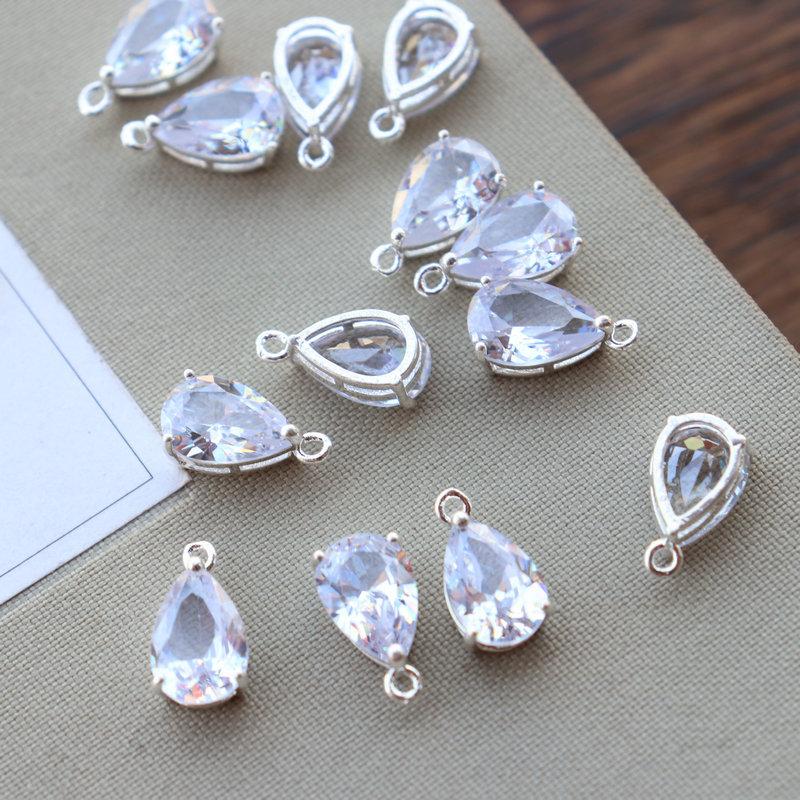 1PC Copper Zircon Water Drop Crystal Zircon Pendant for DIY Jewelry Accessories
