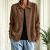 Women's Color Knit Cardigan Sweater with Long Sleeve and Button Lapel