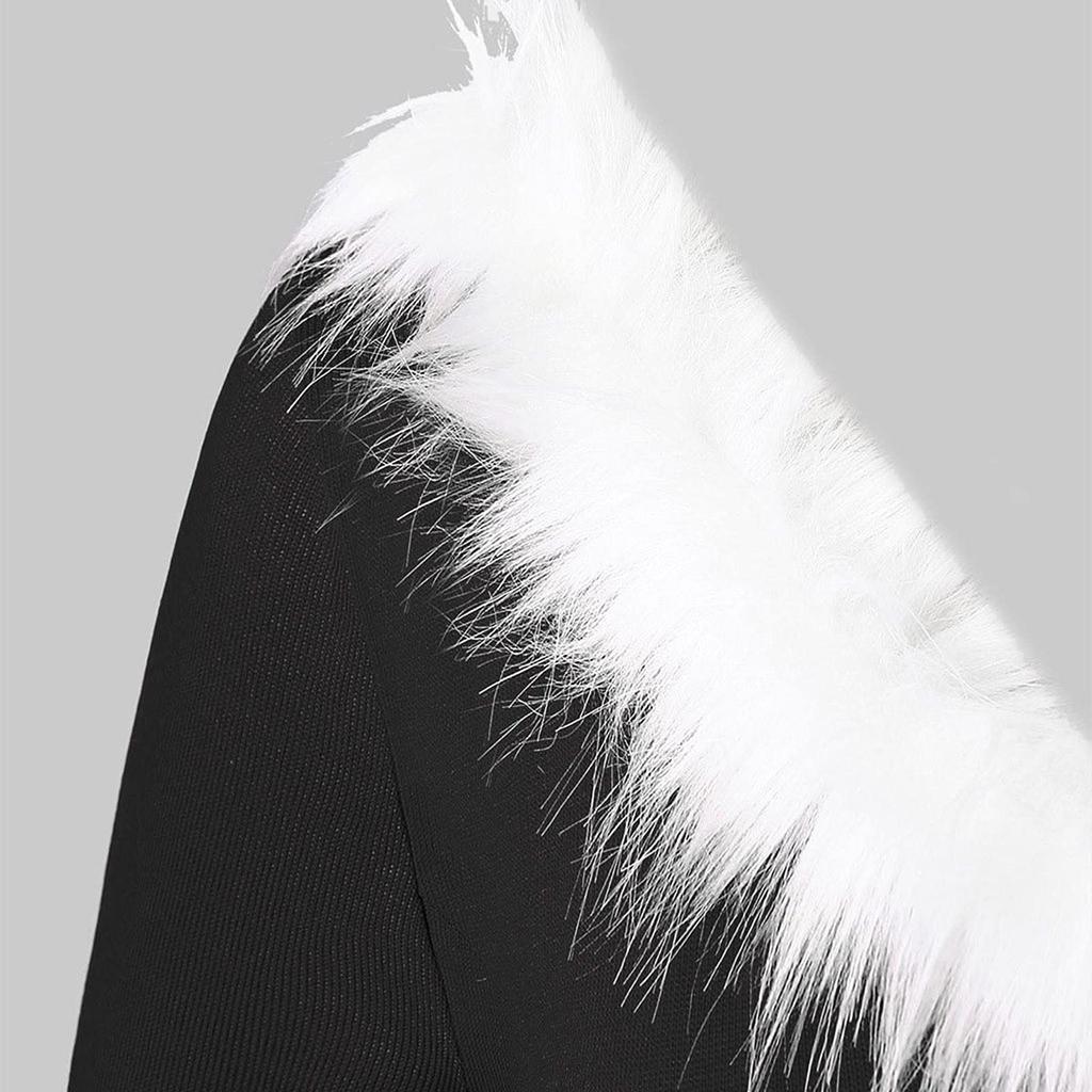 Damska sukienka z długim rękawem, z kapturem, patchworkowym dołem i nieregularnym długim rękawem