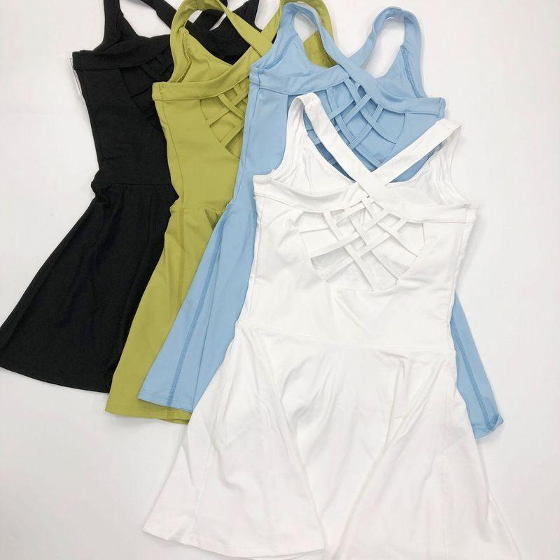 Yoga Dress Beauty Back Quick-Drying Sports Fitness Badminton Tennis Skirt Fashion Tape Training One-Piece