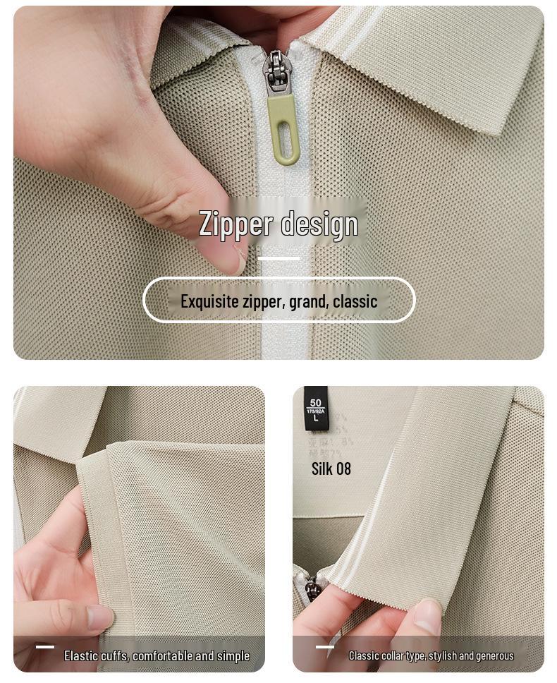 Men's Trendy Breathable Zippered Lapel T-shirt - Short-Sleeve Casual Top