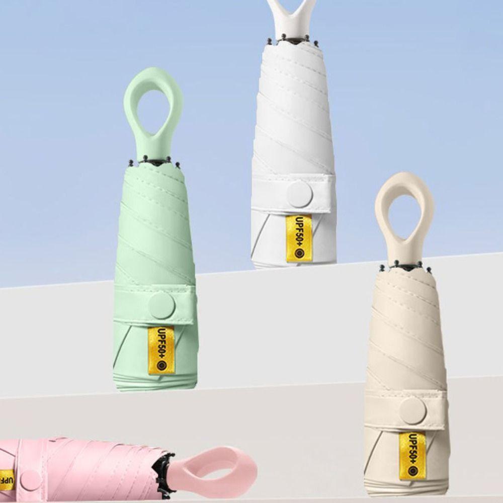 Anti UV Mini Sun Umbrella Lightweight Five-Folding Parasol 2 In 1 Portable Rain Umbrella  Travel