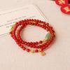 Natural Agate Bracelet Three-Circle Beaded Jewelry Fashion Women Daily Jewelry Lucky Gift