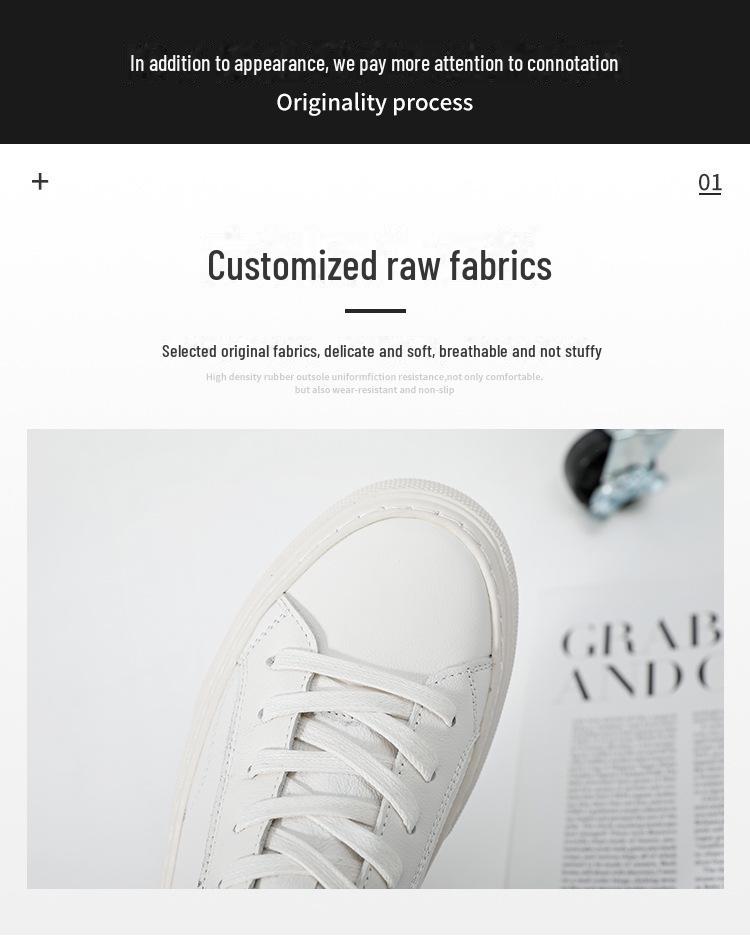 2023 Men's Trendy Low-Top Genuine Leather Sneakers, Korean Style, Breathable White Casual Shoes