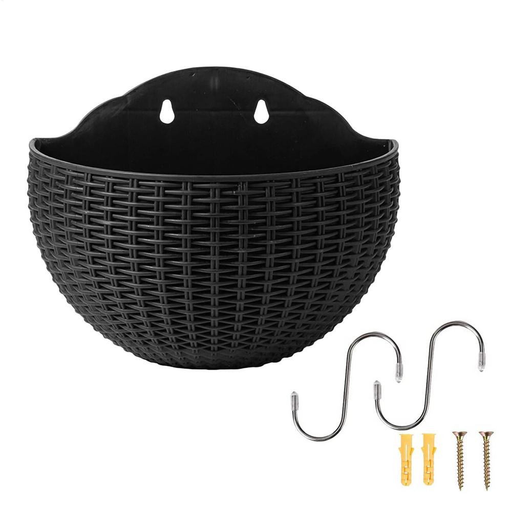 

Hand Exquisite Wall-mounted Plastic Basket Indoor Outdoor Storage Flower Pot Plant Container Home Living Room Decoration чорний
