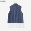 ZANZEA Women Summer Casual Lace Splice Loose Sleeveless Vest Tops