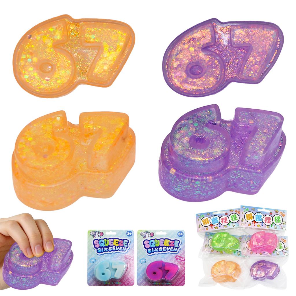 Rot  Upgraded 67 Number Toy Six Seven Stress Toy Slow Maltose Flour Texture Funny Toy Stress Sensory Toy For Kids Prospector