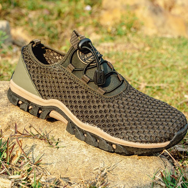 Breathable Mesh Mens Sneakers Outdoor Shoes For Men Summer Hiking Shoes Big Size 47 Wading Shoe Athletic Walking Shoes New Model