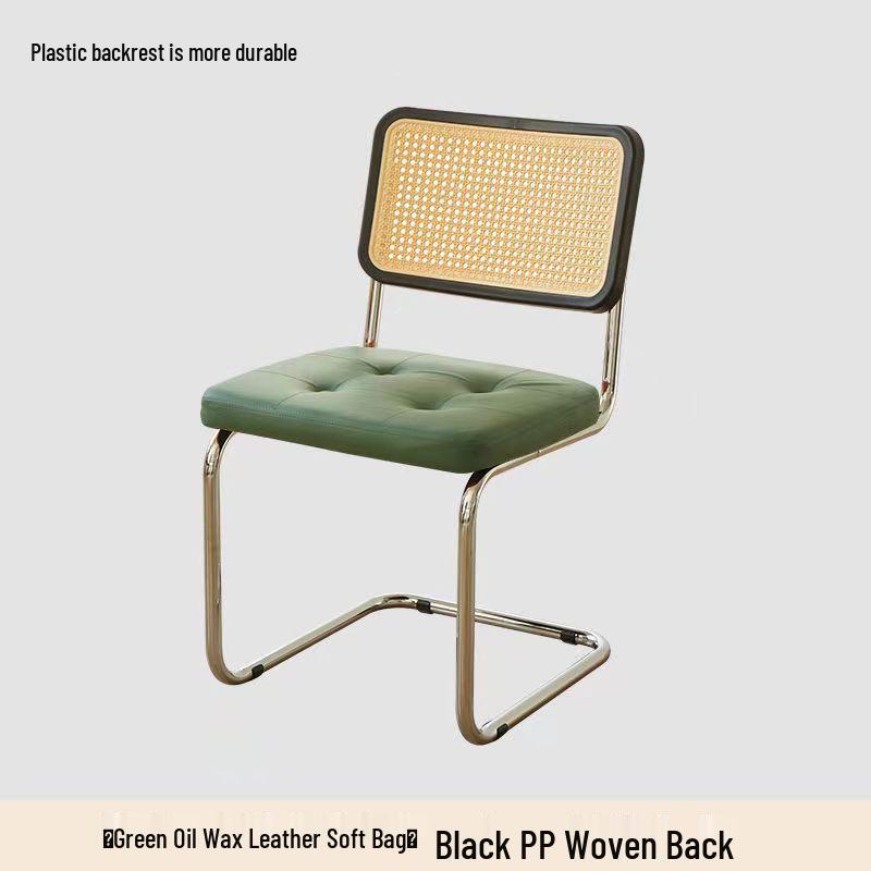 Nordic Soft Upholstered Rattan Dining Chair: Designer Vintage Style for Home, Cafe, or Hotel