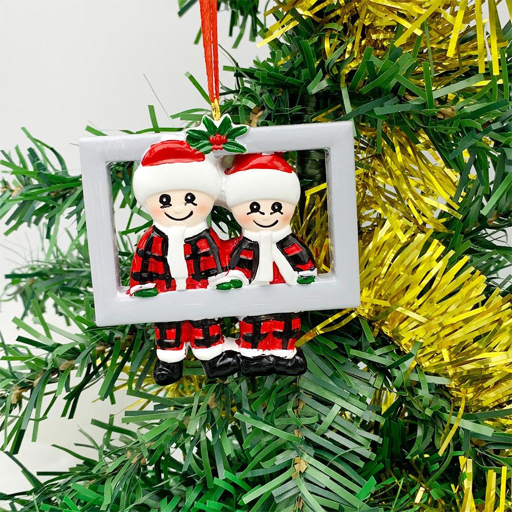 Crafted Resin Beautifully Family Photo Frame For Christmas Featuring Colorful Characters Santa