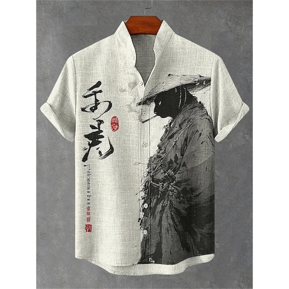 Men's Short-sleeved Shirt with Cat and Dinosaur Print, Casual and Stylish Vacation-style Men's Top, Fashionable Hawaiian Design.