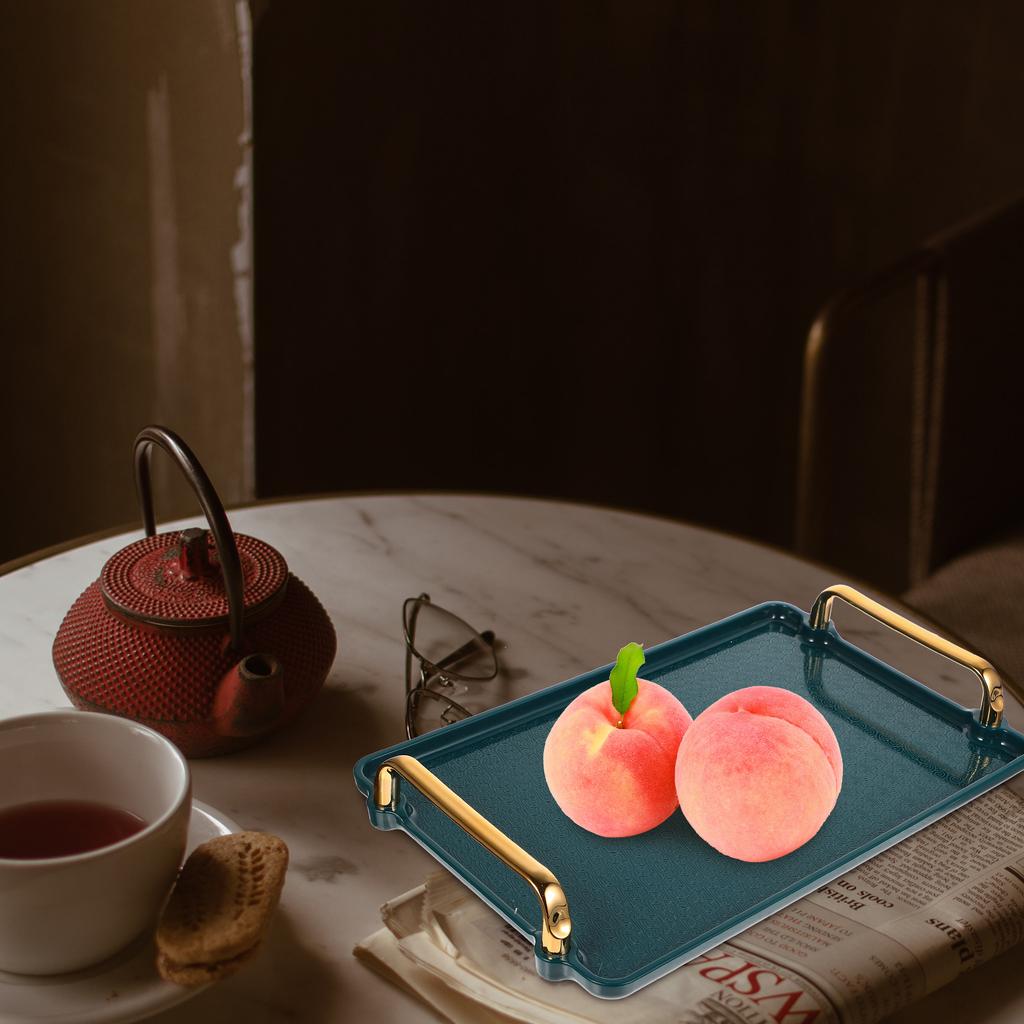 Rectangle Tray Plastic Lightweight Smooth Surface With Handles Storage Snack Fruit Teaware Accessory Desktop Household