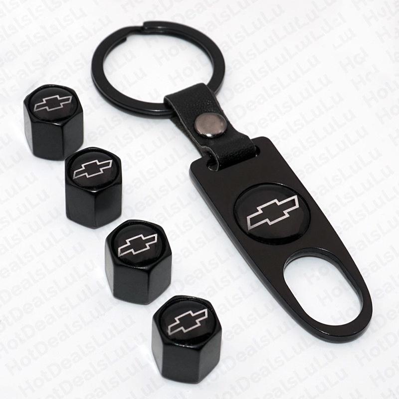 Elegant Zinc Alloy Car Wheel Tire Valve Dust Caps With Chevrolet Emblem Keychain
