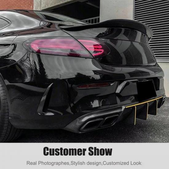 For Mercedes W206 C260 C300 AMG Coupe Gloss Black Rear Bumper Canards F Vents