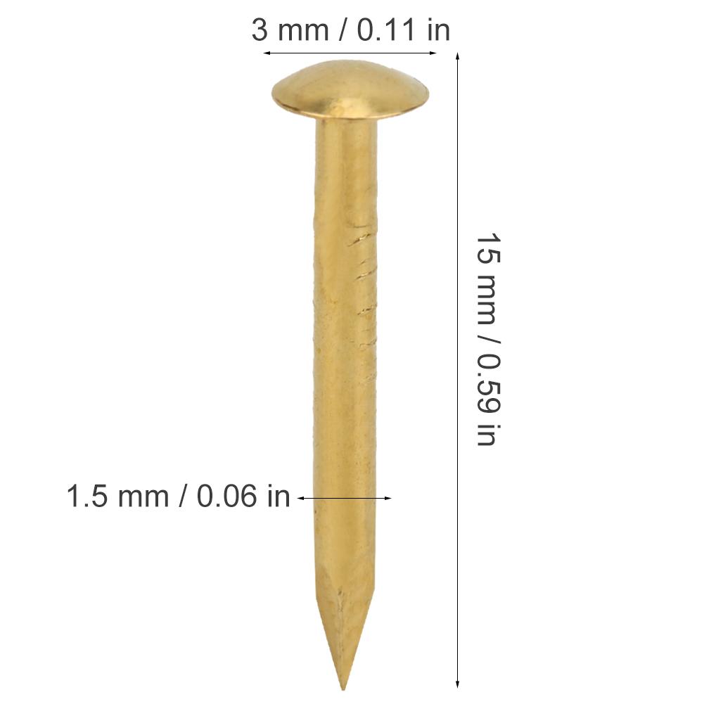 100Pcs Round Head Nail Brazen Brass Vintage DIY Craft Fastener Installation Accessories