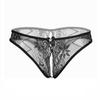 Women's Lace Embroidery Open Crotch Thong T-back - Seductive Transparent Panties 2195