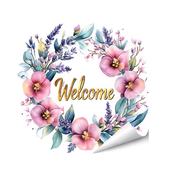 Spring Flower Wreath Window Cling Tulip/Sunflower/Rose Flower Static PVC Sticker Removable Glass Decals for Home Office Shop