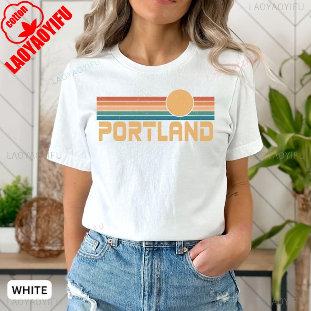 Portland TShirt Oregon Tshirt Portland Souvenir Clothing West Coast Shirt Men Women Fashion Casual Crewneck Cotton Tee Tops