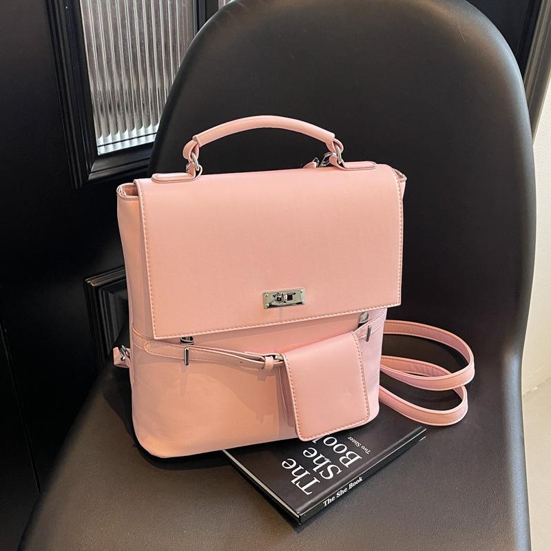 2025 spring and summer new textured handbag bag women's bag fashion shoulder messenger bag multi-purpose contrasting backpack