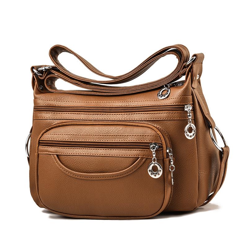 Soft Leather Single-shoulder Bag Middle-aged Mom Bag Casual Crossbody Bag