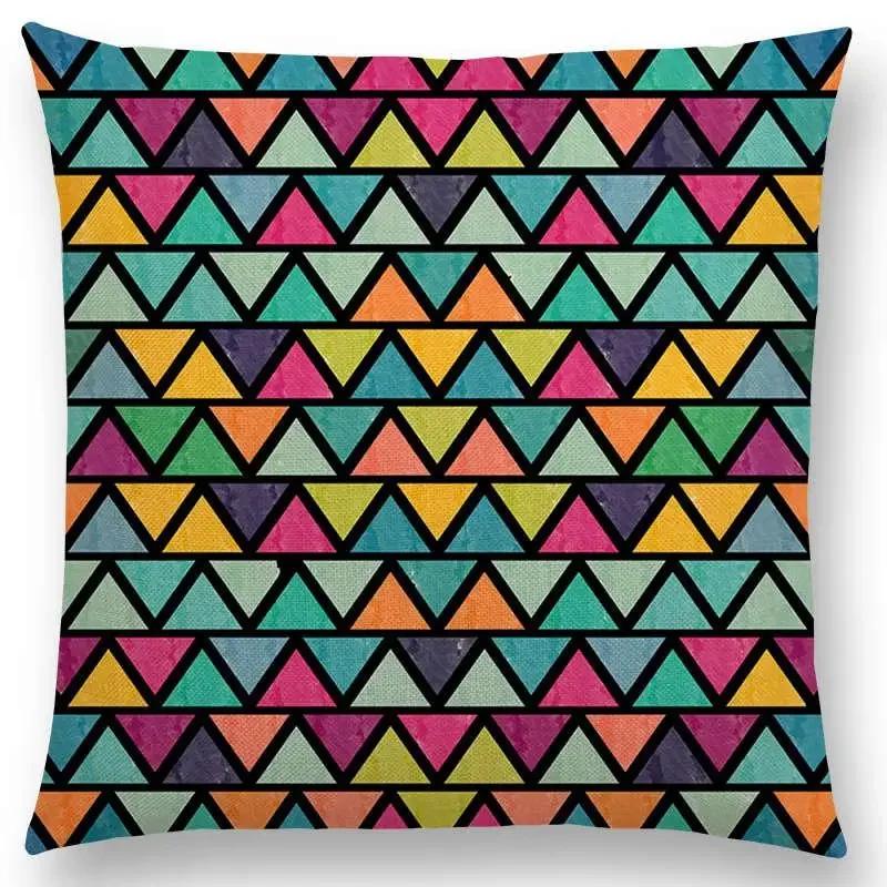 Kolorowe Kwiaty Liście Kropki Poszewka na Poduszkę na Sofę Gwiazdy Fale Wzór Geometryczny Pastelowe Trójkąty Diament Tęcza Poszewka na Poduszkę
