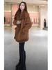Autumn/Winter 2025 Women's Mid-Length Fleece-Lined Lambswool Reversible Fur Coat