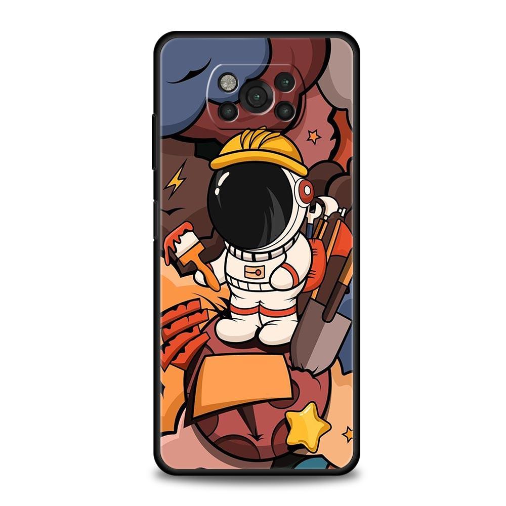 Cartoon Cute Cosmonaut Phone Case for Xiaomi Poco F7 F6 F5 F4 F3 X6 X5 X4 X3 NFC F7 Ultra M4 C51 C55 GT 5G Soft TPU Cover Fundas