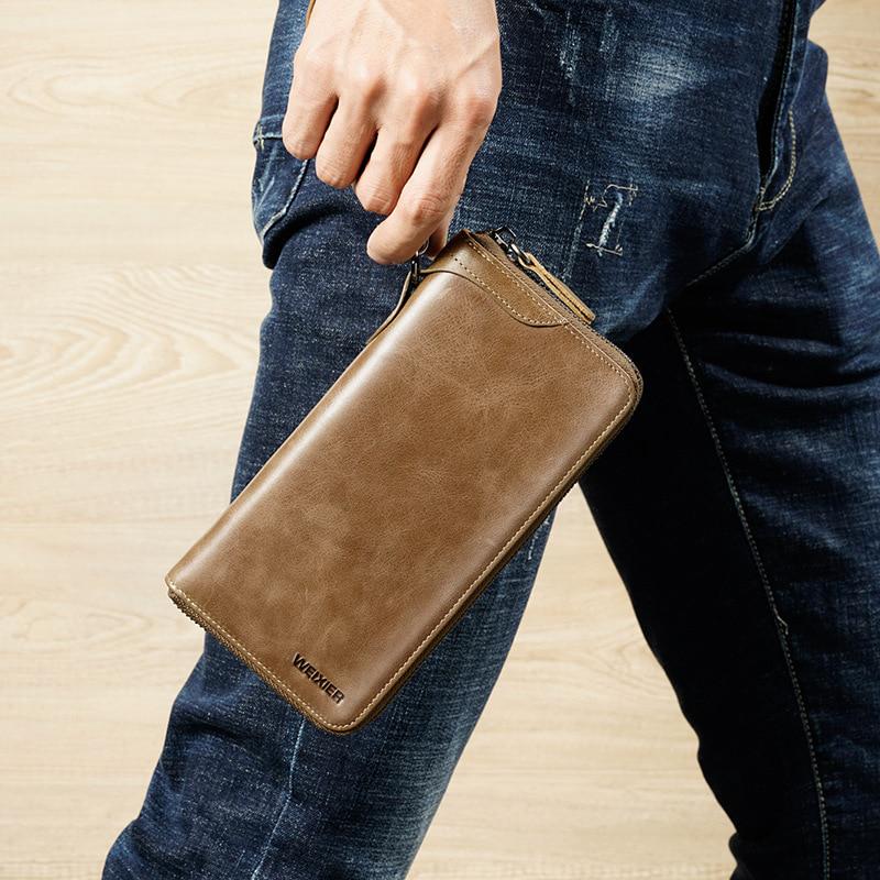 genuine leather wallet mens with coin pocket vintage card zipper long wallet genuine leather wallet mens with coin pocket vintage card zipper long wallet