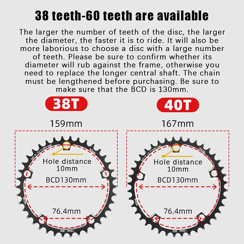 38-60T AL7075 Sprocket For Road Bike Positive And Negative Gear Plate 130 BCD Bicycle Chainring Narrow Wide Stars