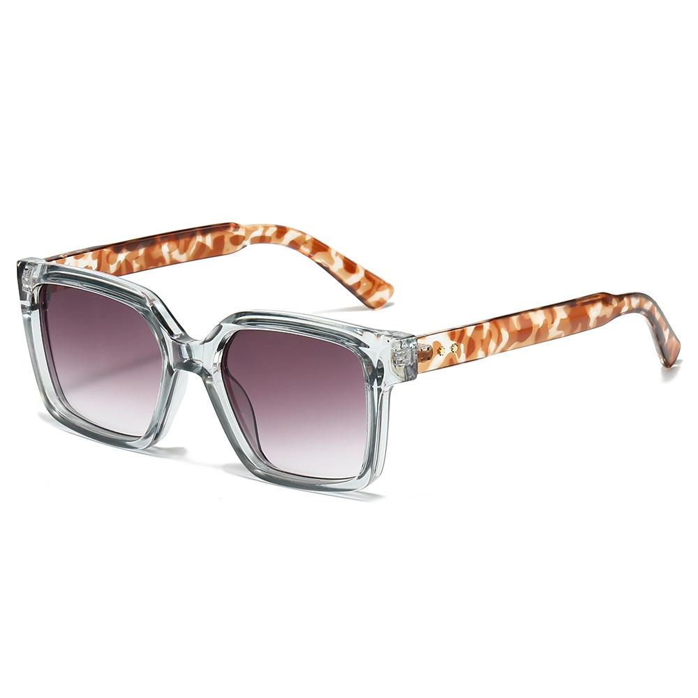 New Square Women Sunglasses Sunshade Uv400 Degrees Retro Trend Rivet Men Leopard Print Gradient Orange Sunglasses