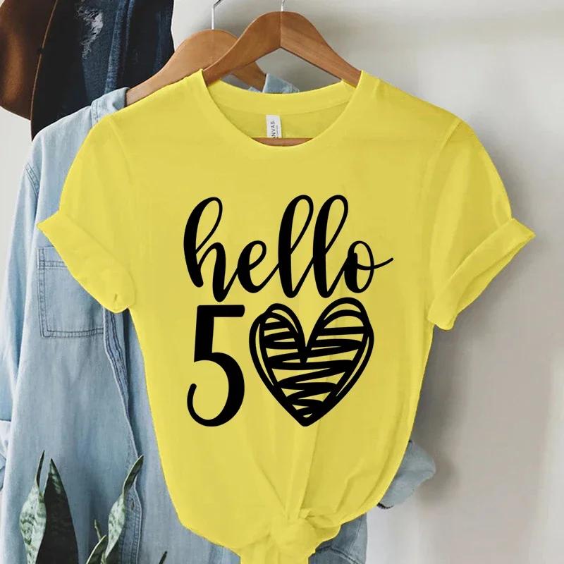 New Arrival Hello 50 Loose Funny Tshirt Hello Fifty Shirt 50th Birthday Shirt Birthday Party Tees Gift Casual Women Shirt Top