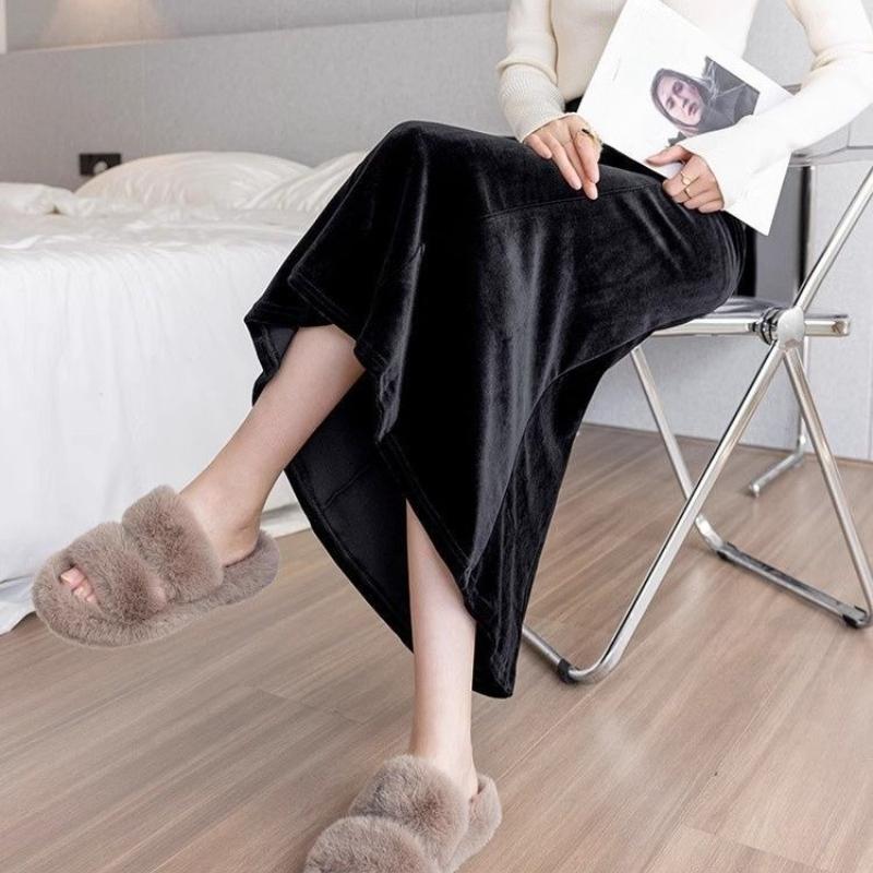 Samtrock Damen Herbst Koreanisch Bodycon Drapierung Hohe Taille Schlank Schwarz Meerjungfrau Rock