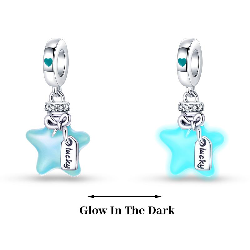 925 Silver Plated Fireflies Butterfly Stars Luminous Charms Beads Fit 3mm 925 Original Bracelets DIY Jewelry Gift