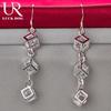 925 Sterling Silver White Stone AAA Zircon Pendant Piercing Earrings Fashionable Wedding Jewelry