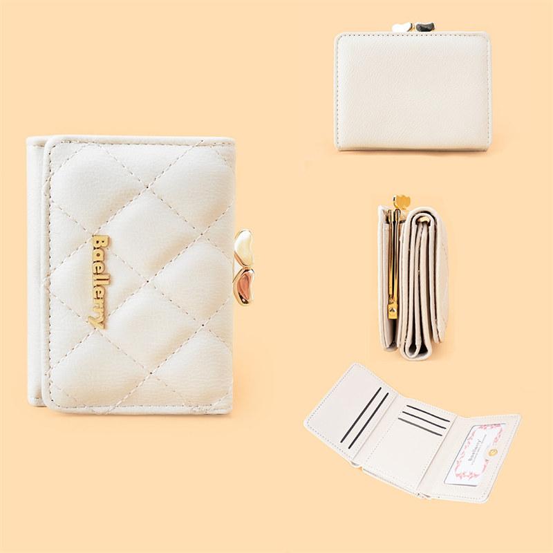 Baellerry Fashion Short Wallets for Women Artificial Leather Tri-fold Purse Classic Card Holder Money Bags