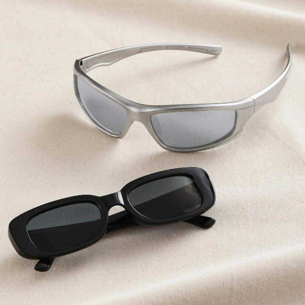 2PCS Retro Style fashion Cat Eye Women's Sunglasses Combination Y2K Cool Trend Street Party Holiday Decoration Glasses Men