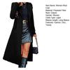 Damen Langer Wollmantel Zweireihiger Caban Klassisches Revers Trenchcoat Lässiger Herbst Winter Übermantel