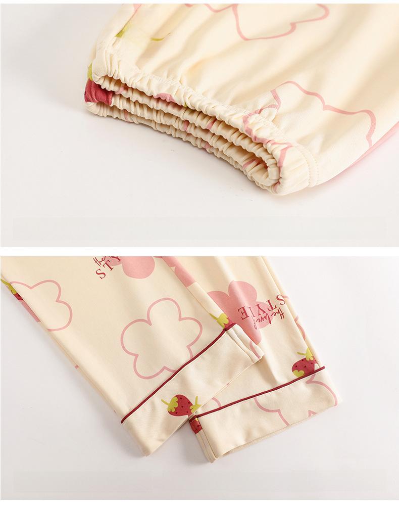 Girls' Cotton Kimono Pajama Set - Long-Sleeve Cardigan & Trousers with Cute Cartoon Design for Spring and Autumn