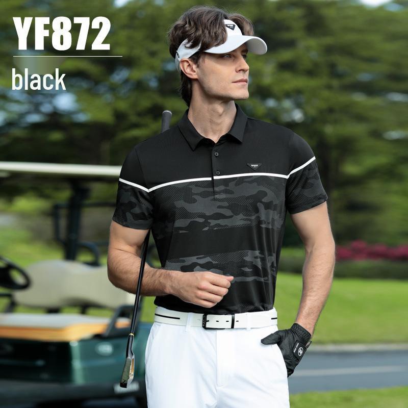 Men s Quick-Dry Camouflage Polo T-Shirt for Golf – Elastic Short Sleeve Spring/Summer Top Double Extra Large