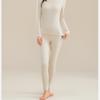 Women's Thermal Wool-Silk Mid-Neck Underwear Set - Slimming Base Layer for Winter and Autumn