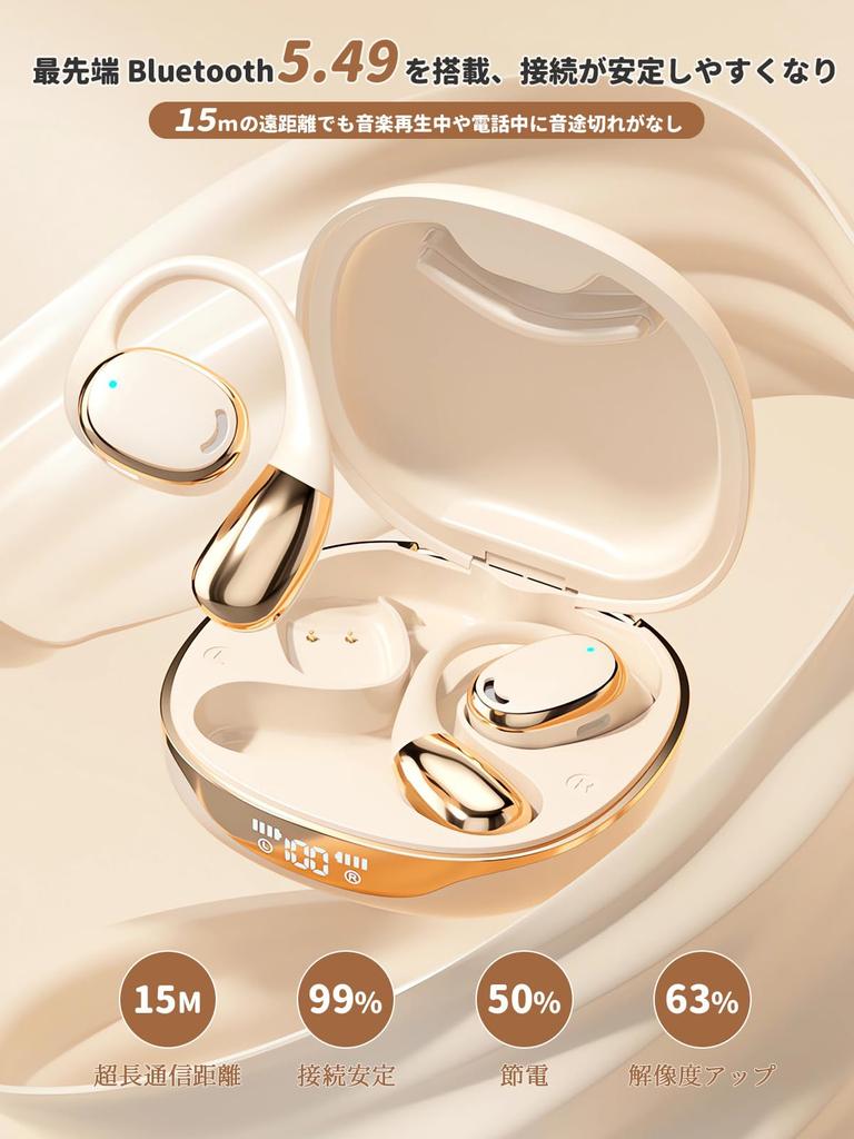 Wireless Earbuds Sound Bluetooth Instant Up to 60 Hours of Bone Conduction No Ear Air Conduction with Fast Ultra LED Battery Level IPX7 for Commuting