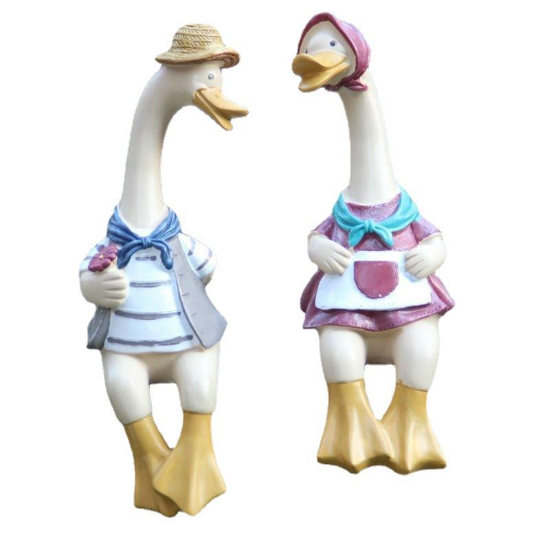 Cartoon Couple Duck Resin Decoration Creative Home, Bedroom, Living Room, Garden, Courtyard Artwork Decoration
