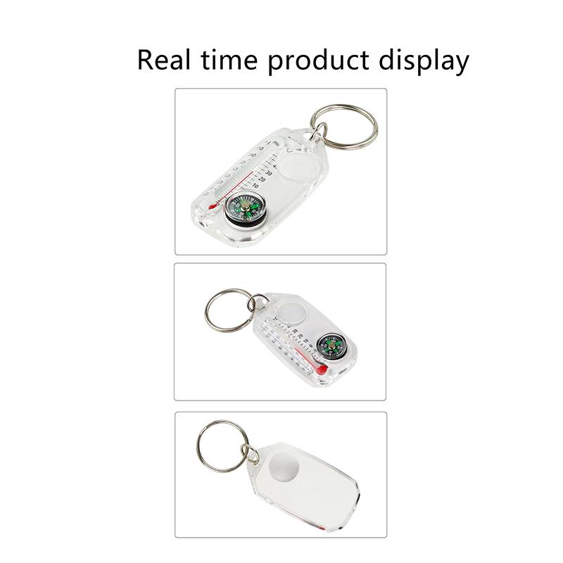 Compass And Thermometers Keychain Survival Thermometer Compass Keychain Mini Pocket Sized Compass Keyring Outdoor Equipment