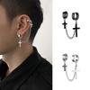 Titanium Steel Tassel Cross Dangle Earrings Women Ear Clip Korean Stud Earrings Men Ear Cuff
