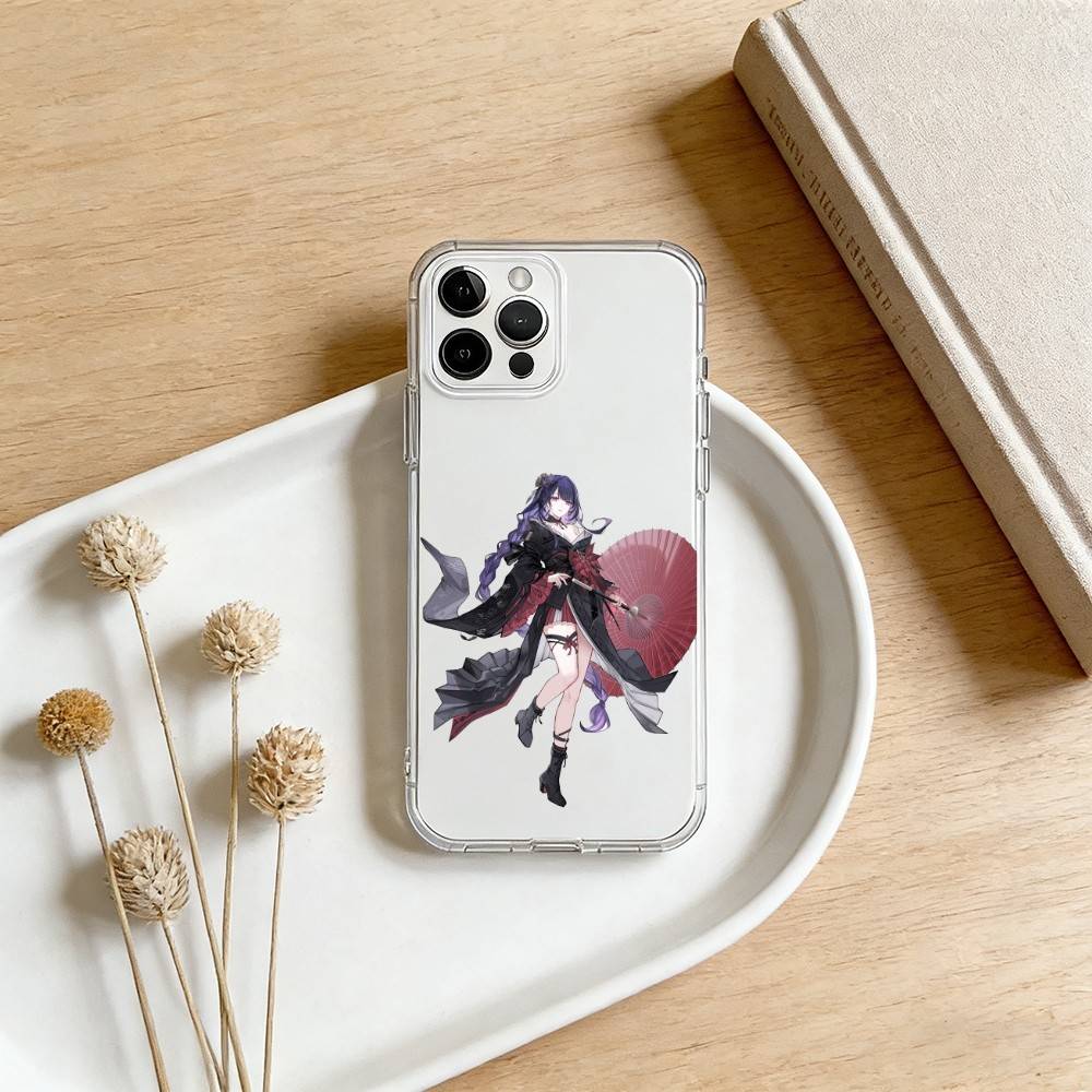 R-Raiden Shogun Genshin Phone Case For iPhone 17 16 15 14 13 12 11 Mini Pro Max Plus Transparent Cover