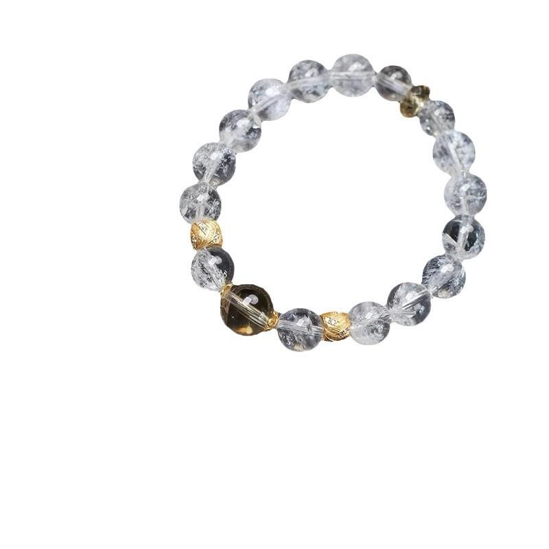 Natural white crystal bracelet for women, healing gift, white Azeztulite yellow crystal bracelet, niche light luxury jewelry