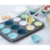 Silicone Baking Muffin Cups 12 Pack, Reusable Cupcake Liners Cake Molds, BPA Free, Dishwasher Safe(White, Green, Navy, Dusty Blue)