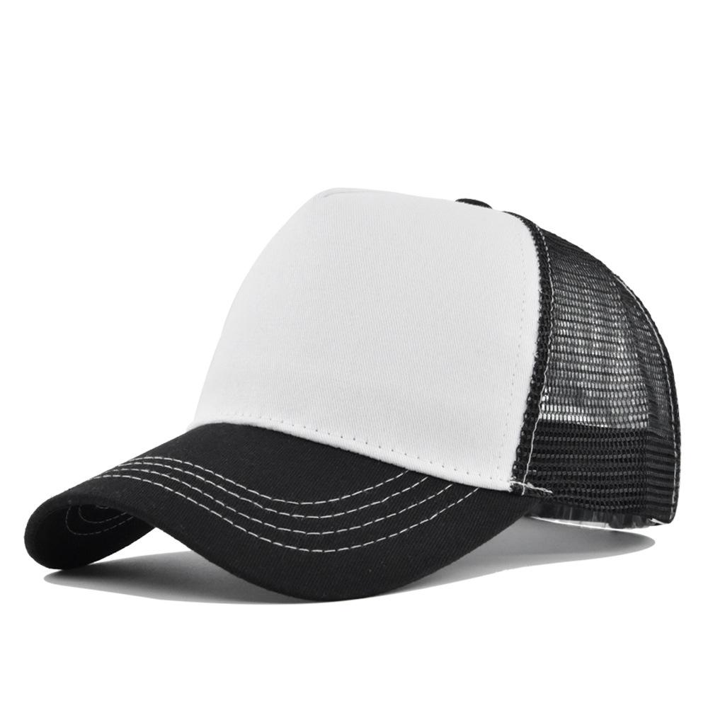 Customized Logo Printed Baseball Cap Hard Top 5 Panels Mesh Caps For Unisex Women Cap Breathable Sun Hat Pure Color Gorra Wholesale