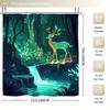 4pcs Enchanting Forest Deer High Quality Shower Curtain and Non-Slip Bath Mat Set - Elegant and Stylish Bathroom Decor Exqu